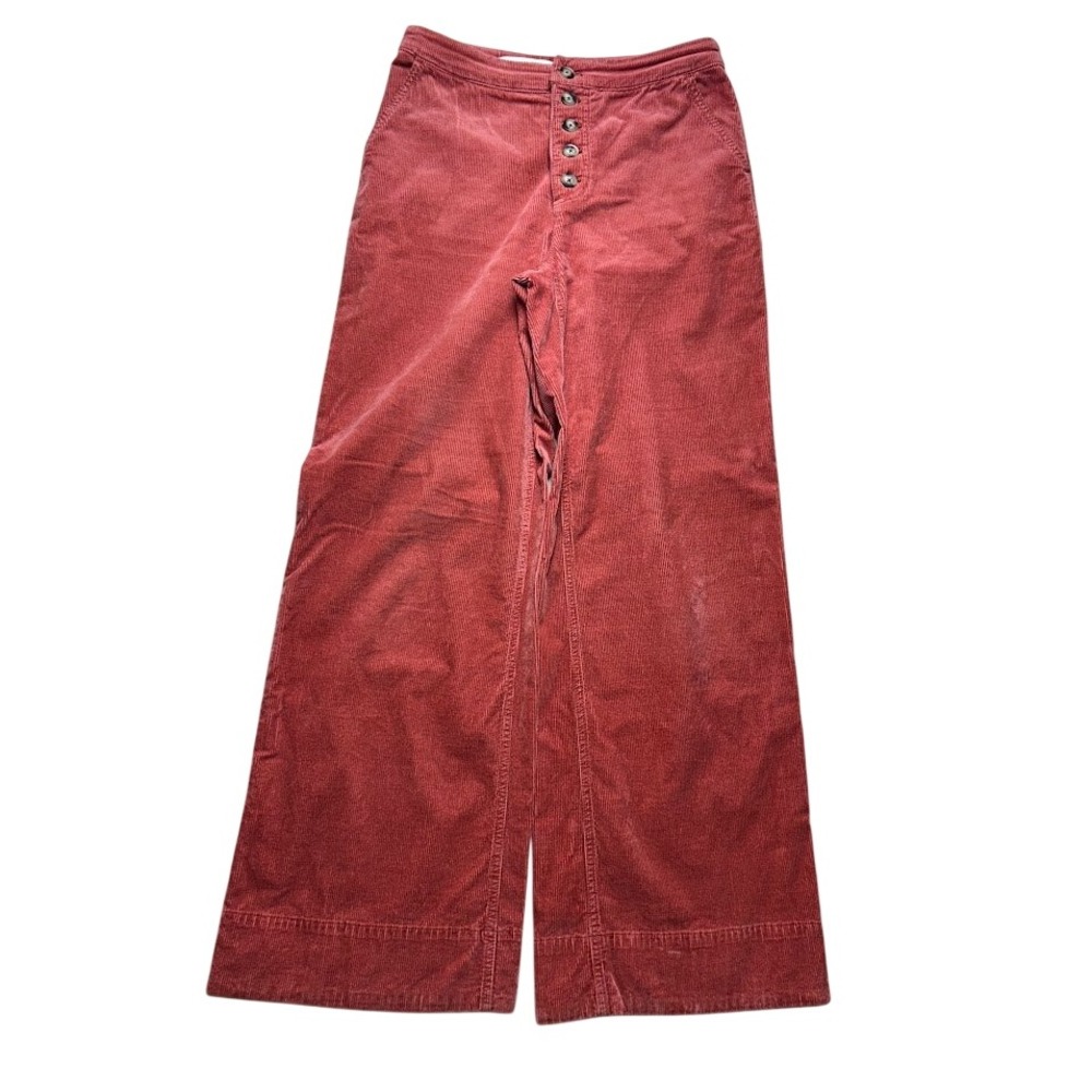 Pilcro Anthropologie Corduroy Wide Leg Pants Salmon Button Fly Size 28